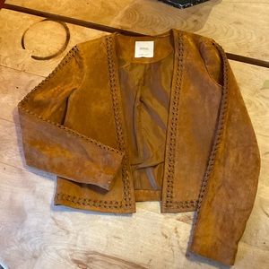 Leather lined jacket with braid accent